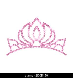 Rosa Prinzessin Kristall Krone. Gold-Vektor-Diadem. Silberne Strass Damen Tiara. . Vektorgrafik Stock Vektor