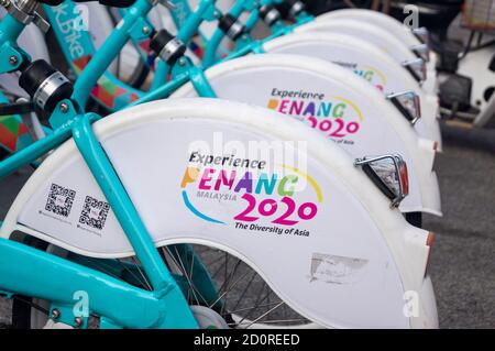 Georgetown, Penang/Malaysia - Feb 14 2020: Erleben Sie Penang 2020 Logo auf Link bike. Stockfoto