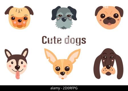 Set von niedlichen Hunden. Vektordarstellung auf einem weißen isolierten Hintergrund Stock Vektor