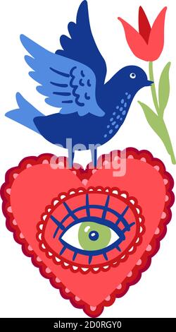 Set Sacred Heart of Jesus Print Old School Tattoo Stil. Stock Vektor