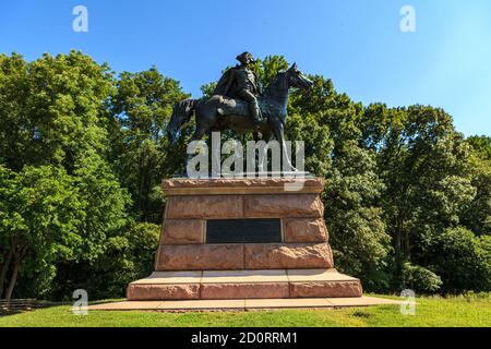 Valley Forge, PA, USA - Juni 23. 2012: Statue von Wayne in Valley Forge, mit Blick auf sein Haus in der Nähe Paoli, Pennsylvania Stockfoto