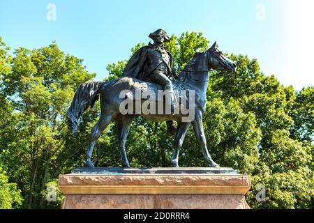 Statue von Wayne in Valley Forge, mit Blick auf sein Haus in der Nähe Paoli, Pennsylvania Stockfoto