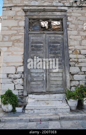 Griechische Architektur Details auf Naxos Insel Syros, Griechenland ein griechischer Kykladen Insel Stockfoto