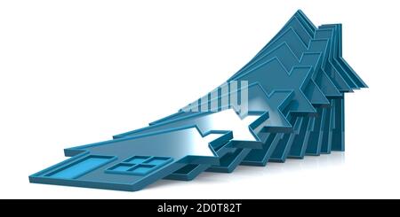 Rückgang des Immobilienmarktes, 3D-Rendering Stockfoto