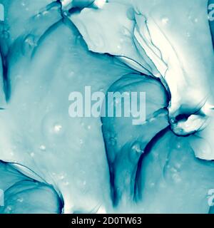 Alkoholblaue Tinte nahtloser Hintergrund. Tintenfarben Stockfoto