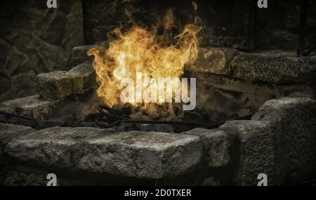 Feuer Flammen in Brand Katastrophen der Natur, Detail Stockfoto