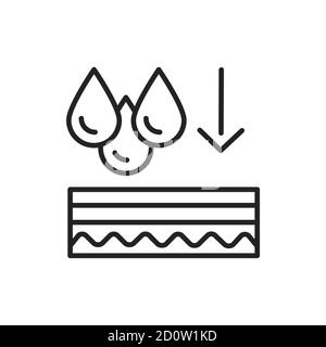 Feuchtigkeitssichernde schwarze Linie Symbol. Hautschicht. Stock Vektor