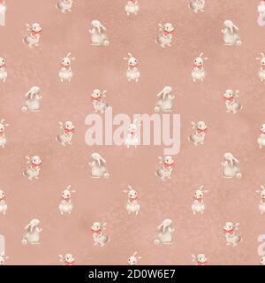 Delicale Nahtloses Muster mit Kaninchen Stockfoto