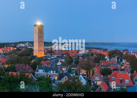 Der Brandaris ist ein Leuchtturm auf der niederländischen Wattenmeerinsel Terschelling in Friesland. Es ist der älteste Leuchtturm in den Niederlanden, der als R aufgeführt ist Stockfoto