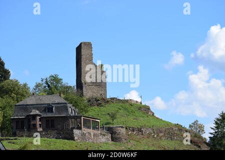 Ruine der Burg Coraidelstein, Klotten Stockfoto