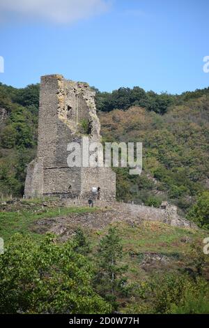 Ruine der Burg Coraidelstein, Klotten Stockfoto