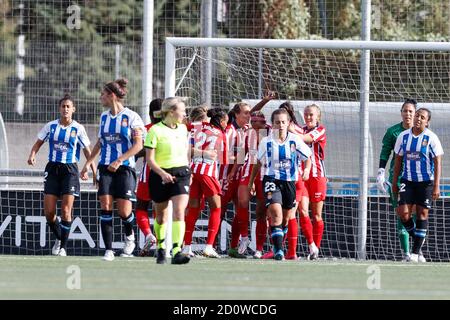Barcelona, Spanien. Oktober 2020. Spanische erste Division La Liga Frauen Fußballspiel Espanyol gegen Atletico Madrid in Ciudad Deportiva Dani Jarque, Barcelona, 03. Oktober 2020 La Liga/Cordon Press Credit: CORDON PRESS/Alamy Live News Stockfoto