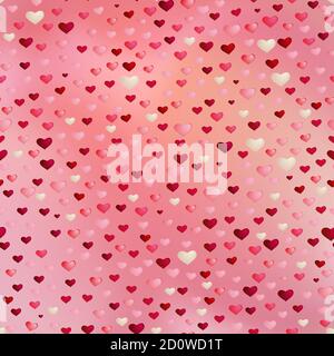 Valentinstag nahtlose Hintergrund mit rosa, lila und weißen Herzen. Schöne abstrakte Hintergrund für 14 Februar. Grußkarte zum Valentinstag Stock Vektor