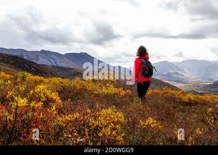 Mädchen Wandern in der kanadischen Natur Stockfoto