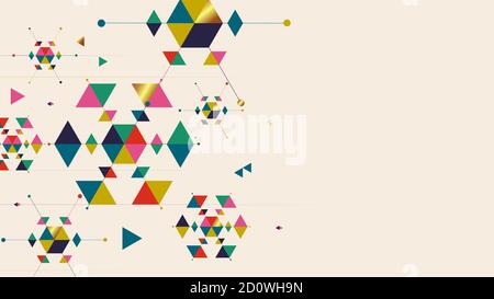 Frohe Weihnachten und Frohes neues Jahr. Weihnachten Schneeflocken und geometrische Formen. Skandinavisches und Vintage-Design. Vektorgrafik Stock Vektor