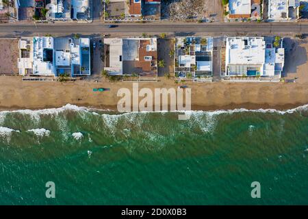 Luftaufnahme von Kino oder Kino Bay, Sonora, Mex im Golf von Kalifornien. kino Strand, pazifischer Ozean, Meer von Cortez Meer, Sand, Strand, Ozean, Tourist am Stockfoto