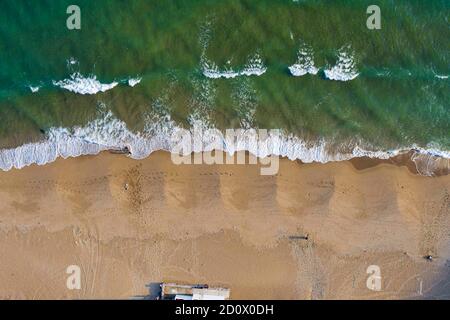 Luftaufnahme von Kino oder Kino Bay, Sonora, Mex im Golf von Kalifornien. kino Strand, pazifischer Ozean, Meer von Cortez Meer, Sand, Strand, Ozean, Tourist am Stockfoto
