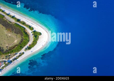 Herrlicher Strand von Agios Dimitrios, Alonnisos, Griechenland. Stockfoto