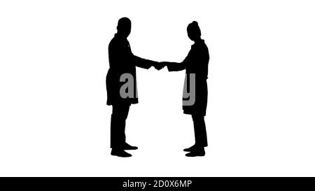 Silhouette Ärzte die Hände schütteln und posieren für die Kamera. Stockfoto