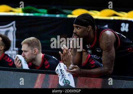 Bilbao, Baskenland, SPANIEN. Oktober 2020. 03. Oktober 2020, Bilbao, Baskenland, SPANIEN: AARON JONES während der Liga Endesa Woche 4 Spiel zwischen Bilbao Basket und Obradoiro in der Miribilla Bilbao Arena. Kredit: Edu Del Fresno/ZUMA Wire/Alamy Live Nachrichten Stockfoto