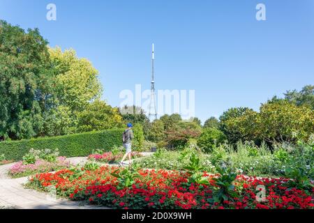 Italienische Terrassen und BBC Sender in Crystal Palace Park, Crystal Palace, London Borough of Bromley, Greater London, England, Vereinigtes Königreich Stockfoto