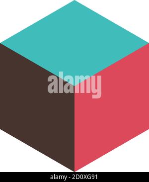 3D-Würfel-Symbol. Gefüllte Umriss bunte Version, gefüllte Vektor-Zeichen. Symbol, Logo-Illustration. Anderer Stil. Pixel perfekte Vektorgrafik eps 10 Stock Vektor