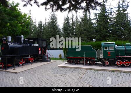 K2201 und Mehmetcik Züge im Eisenbahnmuseum Stockfoto