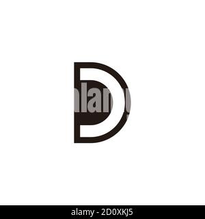 Einfacher geometrischer Buchstabe dc negativer Raum Logovektor Stock Vektor
