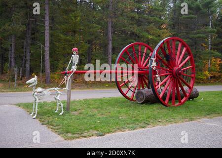 Halloween Dekorationen feiern das Erntefest im Hartwick Pines State Park in Michigan. Stockfoto