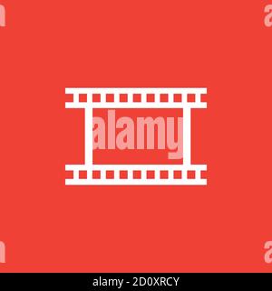 Filmstreifen-Symbol Auf Rotem Hintergrund. Rote Flache Vektorgrafik. Stock Vektor