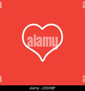 Symbol Für Die Herzlinie Auf Rotem Hintergrund. Rote Flache Vektorgrafik. Stock Vektor