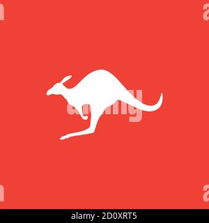 Känguru-Symbol Auf Rotem Hintergrund. Rote Flache Vektorgrafik. Stock Vektor