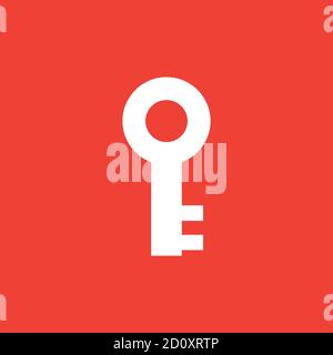 Schlüsselsymbol Auf Rotem Hintergrund. Rote Flache Vektorgrafik. Stock Vektor