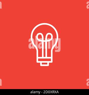 Symbol Für Die Linie Der Glühlampe Auf Rotem Hintergrund. Rote Flache Vektorgrafik. Stock Vektor
