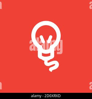 Symbol Für Glühlampe Auf Rotem Hintergrund. Rote Flache Vektorgrafik. Stock Vektor