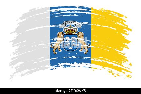 Kanarische Flagge in grunge Pinselstrich, Vektor Stock Vektor