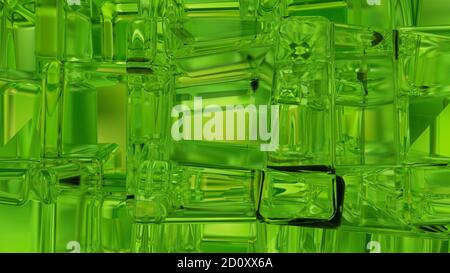 3d Konzept Design, abstrakt grün geometrischen Hintergrund, architektonische Glaskonstruktion. 3D-Rendering Stockfoto