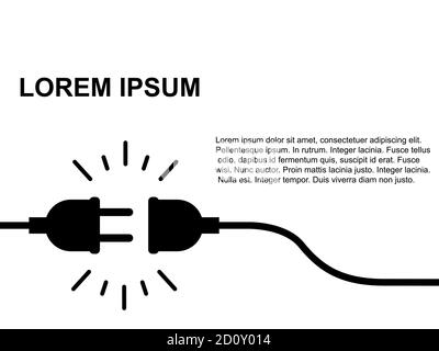 Anschluss und Trennung Steckdose Stecker, Fehler 404, Seite Web nicht gefunden Vektorgrafik . Stock Vektor