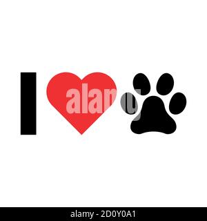 Ich liebe mein Hund Symbol, drucken Symbol isoalted auf weißem Hintergrund. Niedliche Grafik, Vektor-Illustration. Stock Vektor