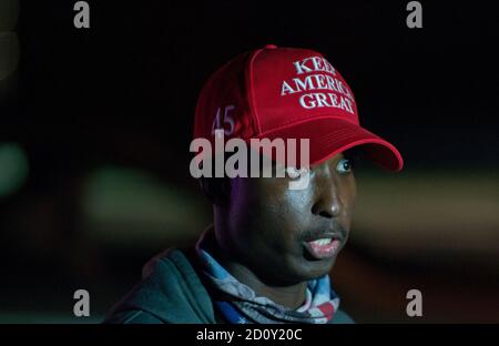 Die Kundgebung des schwarzen Präsidenten Trump vor dem Walter Reed National Military Medical Center. 03. Oktober 2020. Bethesda, Maryland. Washington DC Stockfoto