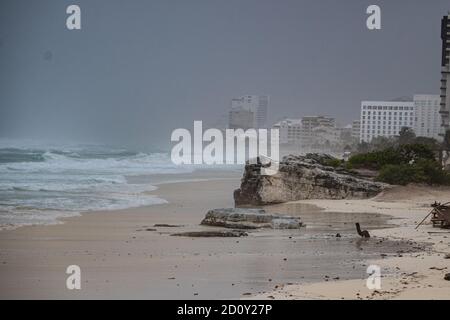 Non Exclusive: CANCUN, MEXIKO - 3. OKTOBER: Gesamtansicht des tropischen Sturms Gamma, der in Tulum landetypisch wurde und mehrere Schäden verursacht hat Stockfoto