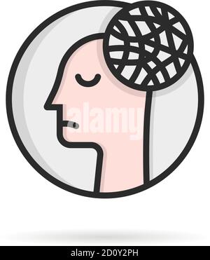 Dünne Linie Kopf wie Depression Chaos Stock Vektor
