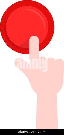Zeigefinger drückt auf roten Knopf Stock Vektor