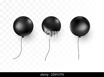 Set von schwarzen Luftballon. Vektordarstellung isoliert auf transparentem Hintergrund Stock Vektor
