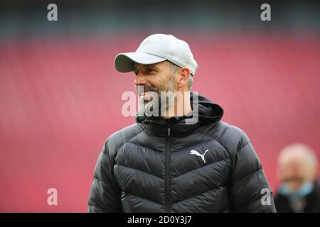 Köln, Deutschland, 03.10.2020, Bundesliga, Spieltag 3, 1. FC Köln - Borussia Mönchengladbach, ManagerMarco Rose (BMG) die DFL-VORSCHRIFTEN VERBIETEN JEDE Stockfoto