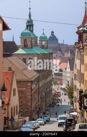 Editorial: NÜRNBERG, BAYERN, DEUTSCHLAND, 11. August 2020 - Blick von der Nürnberger Burg auf die Nürnberger Altstadt Stockfoto