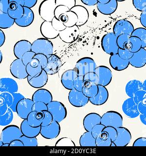 Florale nahtlose Muster Hintergrund, mit Striche und Spritzer, grungy Stock Vektor