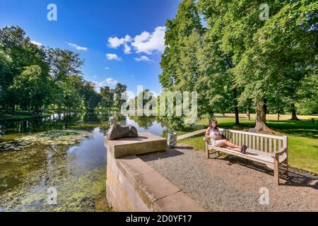 Romantischer Park in Arkadia Dorf, Polen. Stockfoto