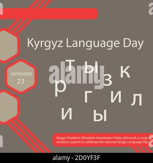 Der kirgisische Präsident Almazbek Atambayev hielt am Freitag eine Gratulationsrede zur Feier des nationalen Kirgisischen Sprachtags. Stock Vektor