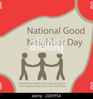 Der National Good Neighbor Day bietet Nachbarn die Möglichkeit, sich besser kennenzulernen. Stock Vektor